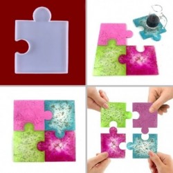 Fehér szín - 1 db kézzel készített puzzle alátét UV epoxigyanta forma csésze szőnyeg bögre alátét szilikon forma