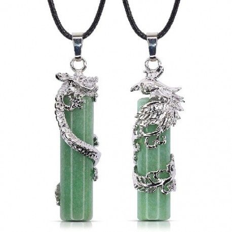 Fém szín: GN - 2 db Crystal Dragon Phoenix hozzáillő pár nyaklánc hengeres Yin Yang medál nyaklánc Sugárzás