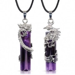 Fém szín: PL - 2 db Crystal Dragon Phoenix hozzáillő pár nyaklánc hengeres Yin Yang medál nyaklánc Sugárzás