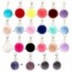 Szín: Pompon medál - 22 db Pom Pom Kulcstartó Műnyúl szőrme Pom Pom Golyók Kulcstartó 12cm Bolyhos Pom Pom Kulcstartó