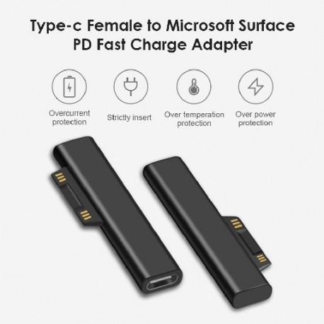 USB Type C PD gyorstöltő csatlakozó átalakító a Microsoft Surface Pro 3 4 5 6 Go USB C aljzatú adapterhez a Surface