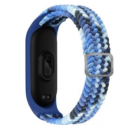 Szín: színes kék - Nylon szíj Xiaomi Mi Band 7 6 5 4 3 szíj színes fonott nylon hurkos csuklópánt csere csuklópánt