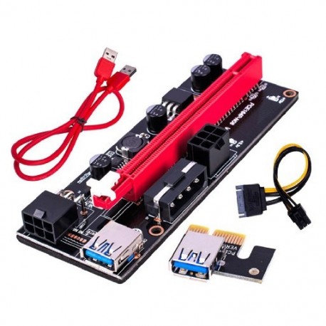 Legújabb VER009 USB 3.0 PCI-E Riser VER 009S Express 1X 4x 8x 16x Extender Pcie Riser Adapter kártya SATA 15 pin - 6 pin