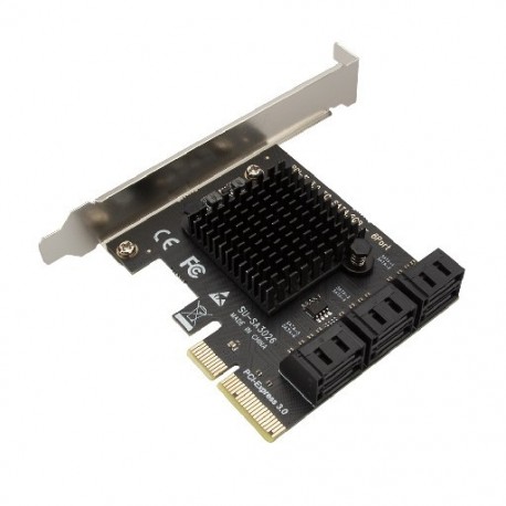 SATA PCIe Adapter 6 SATA 3.0 - PCI Express x4 bővítőkártya SATA III - PCI-E 3.0 X4 vezérlő HDD-hez ASMedia ASM1166
