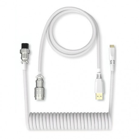 Fehér szín - Tekercses C típusú USB-kábel Dupla hüvelyű USB-C típusú tekercses kábel mechanikus billentyűzet Aviator