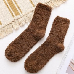 Szín: kávé - Téli meleg zoknik női vastag korall gyapjú meleg zokni puha elasztikus bolyhos zokni beltéri padlócső Sox