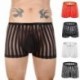 Fekete szín - Szexi Férfi Bugyi Átlátszó Hálós Fehérnemű Alsónemű Csíkos Ultravékony Boxer Férfi Alsónadrág