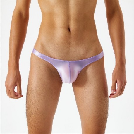 Szín: világos lila - Szexi Olaj fényes Férfi Alsónadrágok Fehérnemű Férfi Mini Bugyi Férfi Jockstrap String Alacsony