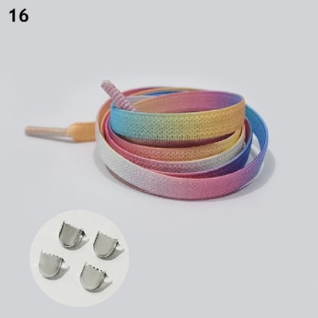 Szín: 16 - 1 pár nyakkendő nélküli cipőfűző Szivárvány rugalmas cipőfűzők Alkalmi szabadidős tornacipők Lapos