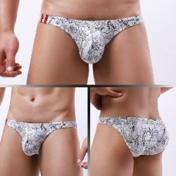 Fehér szín - Szexi Férfi Alsónadrágok Fehérnemű Férfi Alacsony derékú Bugyi T-Hát tangák G-Strings Férfi Bikini