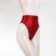 Szín: borvörös - 1 db Fényes bugyi egyszínű magas derekú G-string bugyi női fehérnemű Szexi bugyi női alsónadrág