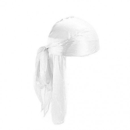 Fehér szín - Uniszex hosszú férfi női szatén selymes bandanas Durag doo Du-Rag hosszú farkú fejfedő Chemo Caps