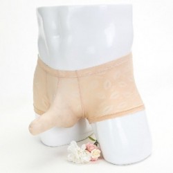 Szín: meztelen - Divat ajaknyomott férfi boxer fehérnemű puha, hosszú boxer rövidnadrág, légáteresztő, kidudorodó