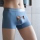 Piros szín - Vicces rajzfilmnyomat Férfi Boxer Szexi Fehérnemű puha jégselyem boxer rövidnadrág Spoof alsónadrág Férfi