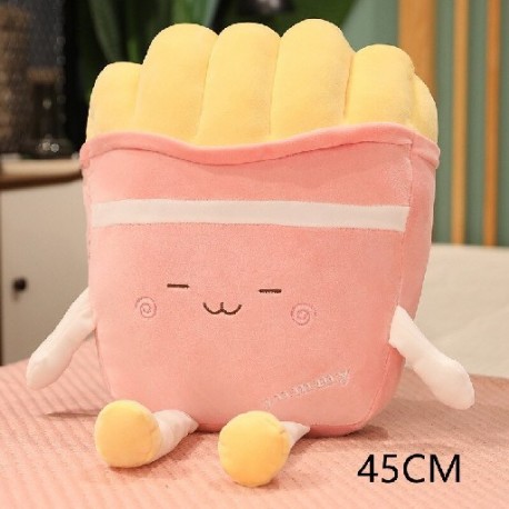 Szín: 45 cm rózsaszín - Kreatív plüss étel hasábburgonya játék Kreatív szimuláció töltött babák napozópárna