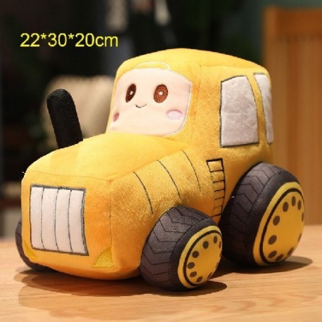 Szín: sárga 22x30x20cm - Kawaii Tractor Peluche játékok Szép szimuláció autós plüss babák, kitömött puha rajzfilm