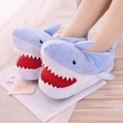 Szép új Shark plüss beltéri papucs meleg téli papucs felnőtt felnőtt papucs töltött rajzfilm állati plüss cipők