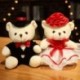 Magasság: 15cm - 2db/tétel Aranyos pár esküvői medvék plüss játékok Kawaii Sweetheart maci babák kitömött puha
