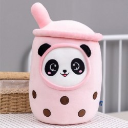 Magasság: 23 cm - 23-70 cm új stílusú Kawaii Panda buborékos teáscsésze formájú plüss párna, szívócsövekkel