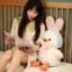 Magasság: 35 cm - 35/50/65 cm Lovely Duck plüss játékok Kawaii bolyhos kacsa nyúlfülekkel párna Meglepetés