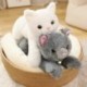 Magasság: 35 cm - 35/45 cm Szép szimuláció fekvő macska plüss játékok Kawaii kitömött puha állatbabák gyerekeknek