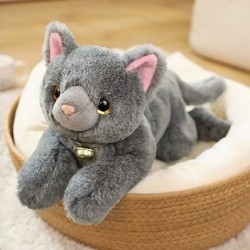 Magasság: 35 cm - 35/45 cm Szép szimuláció fekvő macska plüss játékok Kawaii kitömött puha állatbabák gyerekeknek