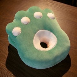 Szín: zöld - 1db 35*30cm-es rajzfilm macska- és medvemancsokkal töltött plüsspárna Kawaii állati nappárna játékok