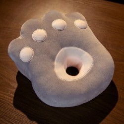 Szín: Szürke - 1db 35*30cm-es rajzfilm macska- és medvemancsokkal töltött plüsspárna Kawaii állati nappárna játékok