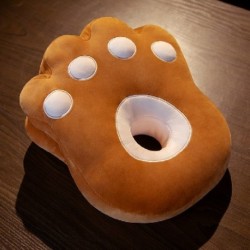 Szín: Gesztenyebarna - 1db 35*30cm-es rajzfilm macska- és medvemancsokkal töltött plüsspárna Kawaii állati nappárna