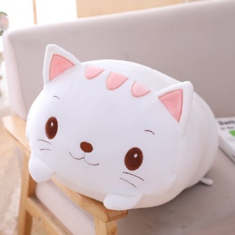 Szín: 20 cm fehér macska - 18-28cm puha állati rajzfilm párna párna Aranyos kövér kutya macska Totoro pingvin malac béka