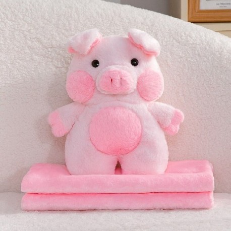 Magasság: 40 cm - Kawaii melegítő puha, kedves malac plüss plüss, kitömött állati játék hálótakaróval baba gyerek