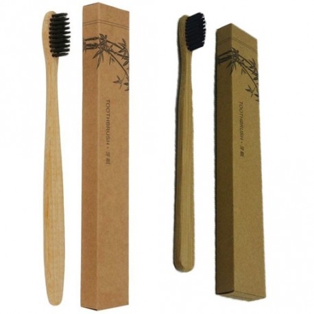 1db Természetes bambusz fogkefe puha sörtés szájápolás fogápolás szájhigénia