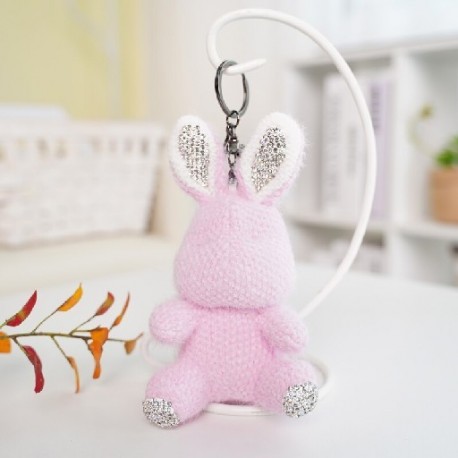 Szín: rózsaszín nyúl - 12-15 cm Aranyos Nyulak Bear Unicorn Plüss függő babák Kawaii Unicorn gyémánt kulcstartó