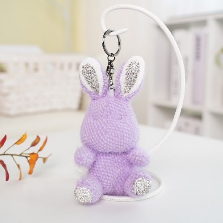 Szín: lila nyúl - 12-15 cm Aranyos Nyulak Bear Unicorn Plüss függő babák Kawaii Unicorn gyémánt kulcstartó játékokkal
