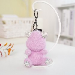 Szín: lila medve - 12-15 cm Aranyos Nyulak Bear Unicorn Plüss függő babák Kawaii Unicorn gyémánt kulcstartó játékokkal