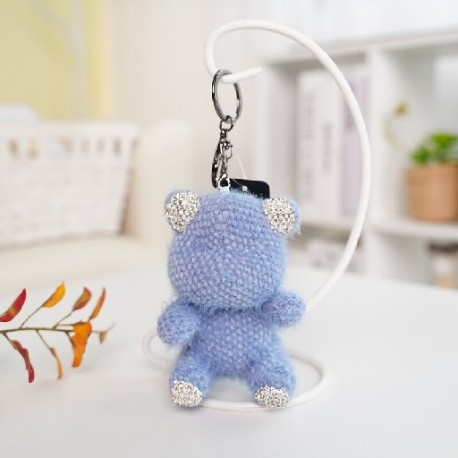 Szín: kék medve - 12-15 cm Aranyos Nyulak Bear Unikornis Plüss függő babák Kawaii Unicorn gyémánt kulcstartó