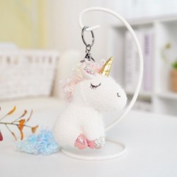 Szín: fehér unikornis - 12-15 cm Aranyos Nyulak Bear Unikornis Plüss függő babák Kawaii Unicorn gyémánt kulcstartó