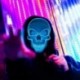 Szín: sárga - Halloween Demon Punk Koponya Izzó maszk Neon LED Fények Halloween Party Cosplay Jelmez Maszk Kísértetjárta