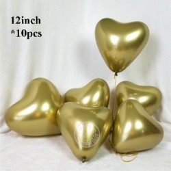 Szín: arany - 12 hüvelykes 10db Króm lufi Szívballon Fém latex hélium Lufi Globos születésnapi party dekoráció