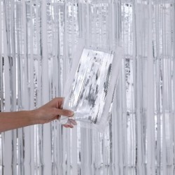Szín: ezüst - 1*2M Rose Gold Fólia talmi rojtos függöny ajtó eső otthon szoba esküvői parti deco színpad háttér