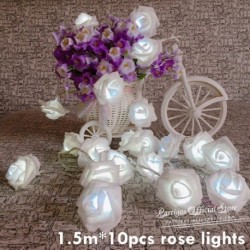 Szín: 1,5 m fehér - 10/20db LED Rózsa lámpa Hab Rózsa Tündér Fényfüzér Esküvői Valentin napi csokor Party Garland