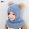 Szín: kék - Puha dupla meleg szélálló lány fiú sapka sál téli baba kötött sapka sapka sapka gyerek kapucnis sapkák