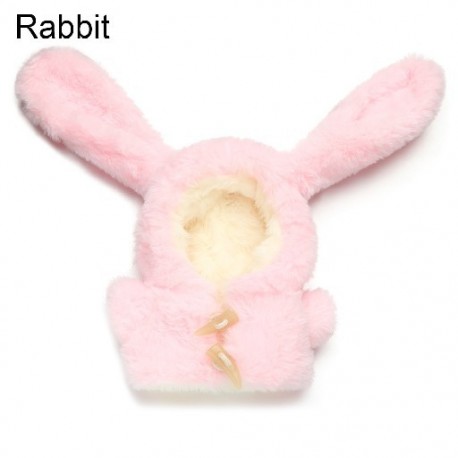 Szín: nyúl - Szép téli szőrös ruhák Cserélhető ajándék Nyúl Medve Tigris Állat plüsskabát Mini kürtös csatos