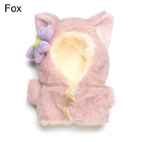Szín: róka - Szép téli szőrös ruhák Cserélhető ajándék Nyúl Medve Tigris Állat plüsskabát Mini kürtös csatos