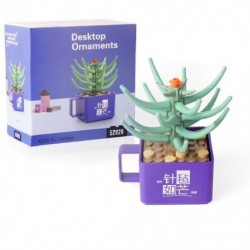 Szín: 9-es stílus - Ajándék összeszerelt díszek Zamatos növények Bonsai gyerekjáték 3D modell Virág Építőkövek