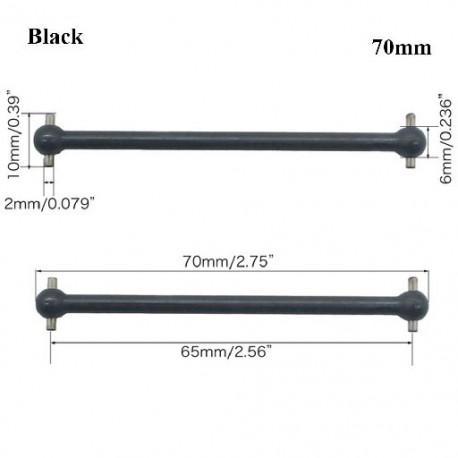 Szín: fekete-70mm - 100mm acél fém 63mm 70mm 77mm teljes hossz 61mm hajtótengely kutyacsont távirányító autó RC