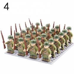 Szín: 4 - 24db/tétel 2. világháborús katonai játékkészlet építőkockák katonatömb Szovjet USA Egyesült Királyság