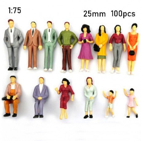 Szín: 25mm 100db - 100 db 1:100/1:150/1:75/1:50 méretarányú emberfigurák ABS modell építés utasok barkácsolás