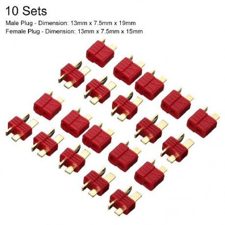 Szín: 10 szett - RCLiPo akkumulátor Deans stílushoz Több dugós és női Deans csatlakozók T-dugós specifikációk T