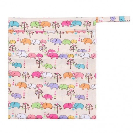 Szín: Elefánt A - Dupla cipzáras, nyomtatott pelenkázótáska baba vizes táskához Pelenkatáska Vízálló 30x36cm